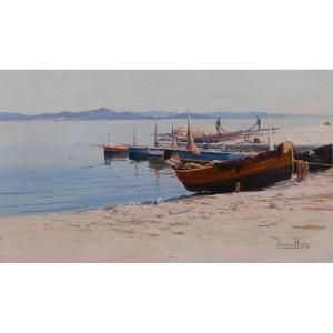 Louis HAAS 1870-1923 Saint-Tropez, paysage de la pointe, tableau, vers 1910