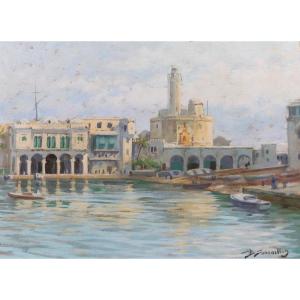 Benjamin SARRAILLON 1901-1989 Algérie, l'Amirauté d'Alger, tableau, vers 1930-40