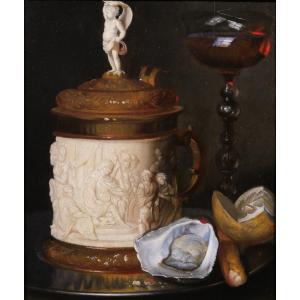 Ecole Allemande vers 1800 Nature morte à la chope d'ivoire, tableau