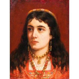 Emile Nélis, Portrait de femme espagnole, tableau, vers 1880, Espagne