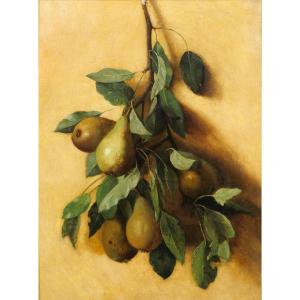 Impressionist School Circa 1880-90 Still Life With Pears, Painting, Fruits