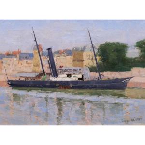 Georges Maigret 1846-1929 Trouville, le bateau du Havre, tableau, vers 1880-90, Normandie