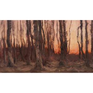 Joseph François 1851-1940 Trees At Sunset, Landscape, Painting, Impressionism