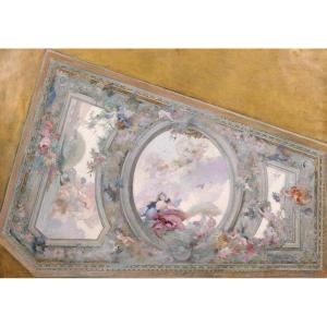 Ecole française vers 1890-1900, Etude de plafond pour le Salon de Flore, tableau