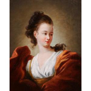 Jean-Honoré Fragonard (suiveur de) 1732-1806 Portrait de femme, tableau, début 19e