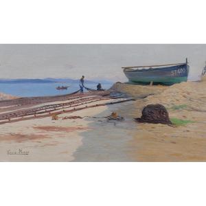 Louis HAAS 1870-1923 Saint-Tropez, bateau, paysage, Provence, impressionnisme, vers 1910