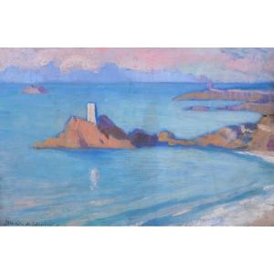 Maurice de Lambert 1873-1953 Bretagne, Saint-Lunaire, La Fourberie, tableau, vers 1920, mer