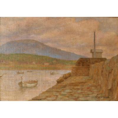 Guillaume LARRUE, 1851-1935, Port de Méditerranée (Var ?), tableau, vers 1900