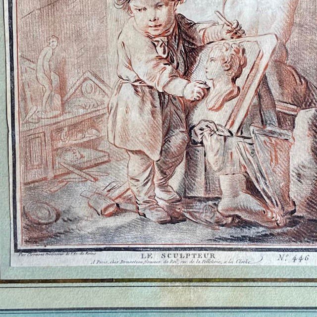 d'après Jean F. Clermont, GANIF (1717-1807) Paire De Gravures XVIIIe, Crayon, Poëte, Sculpteur-photo-2