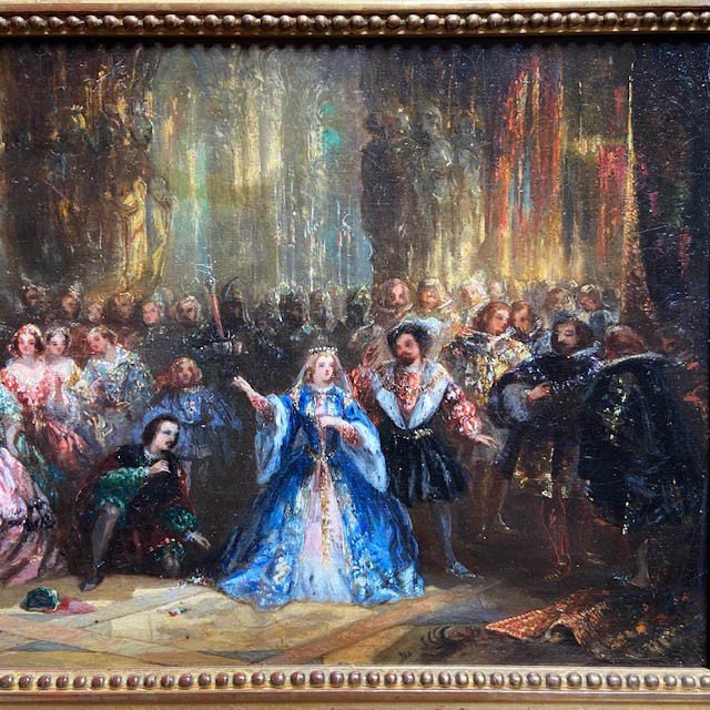 Hippolyte BALLUE (1820-1867), Mariage royal, Huile Sur Toile, style Troubadour, Costume Théâtre-photo-2