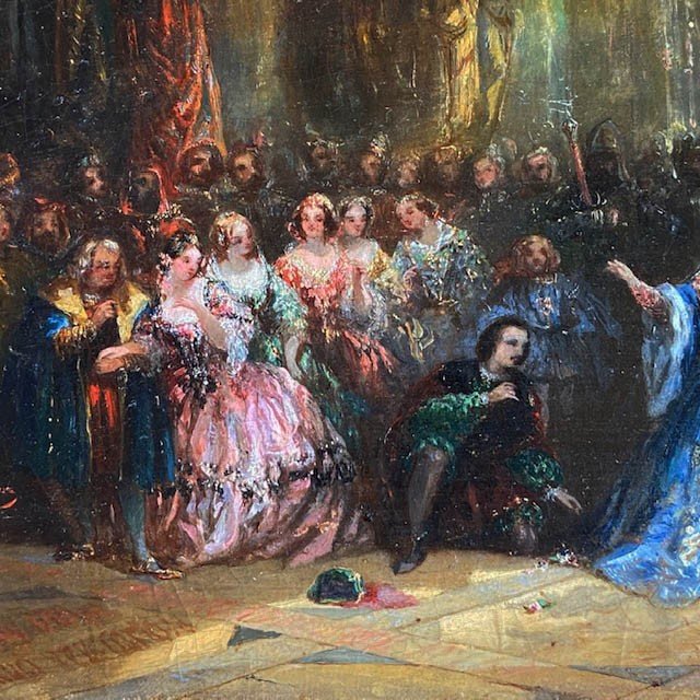Hippolyte Ballue (1820-1867), Royal Wedding, Oil On Canvas, Troubadour Style, Theater Costume-photo-4
