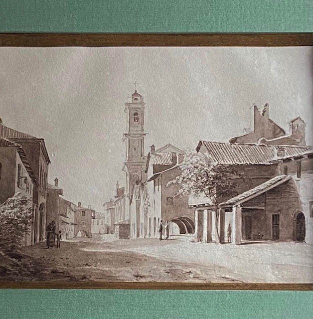 Louis-nicolas De Lespinasse (1734-1808), Brown Ink Wash, Italian Street Scene, Beautiful Frame-photo-2