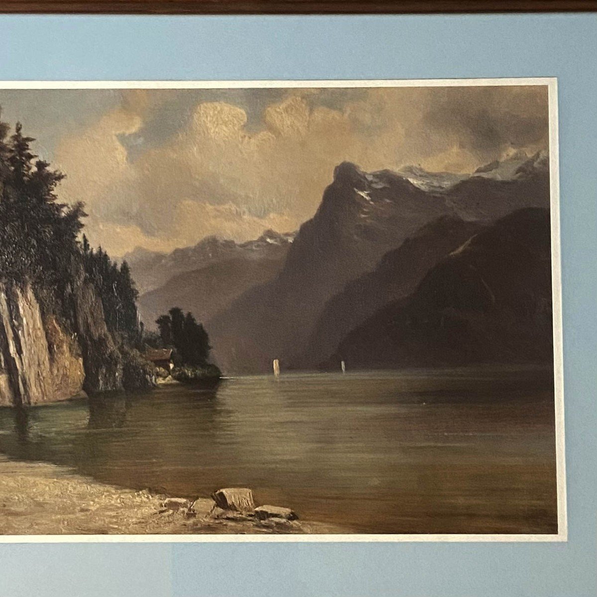 French Or German School, Late 19th Early 20th Century, View Of The Königssee, Alps, Bavaria, Beautiful Setting-photo-2