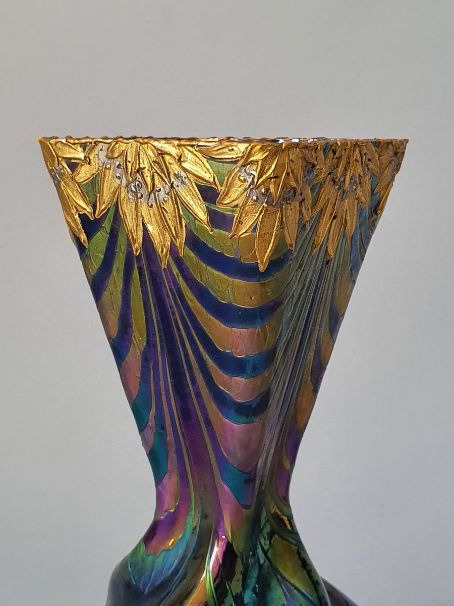 Vase Hélicoïdal En Verre Soufflé Bohème Vers 1880/1900 - Art Nouveau-photo-4