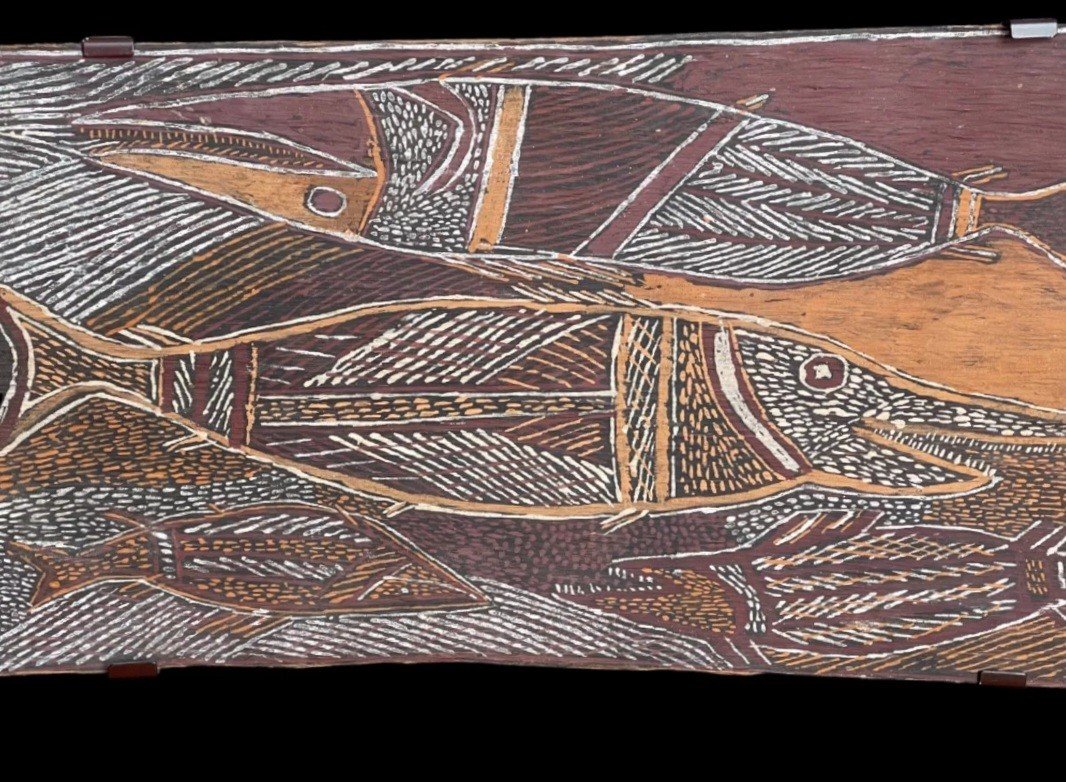 Painting On Eucalyptus Bark, Northern Australian Aborigines Tribal Art-photo-3