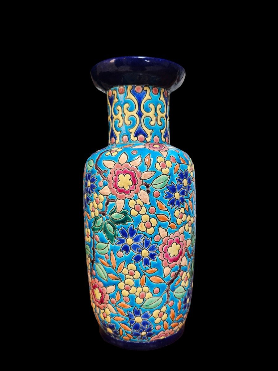 Longwy Enamel Vase, 1920-photo-2