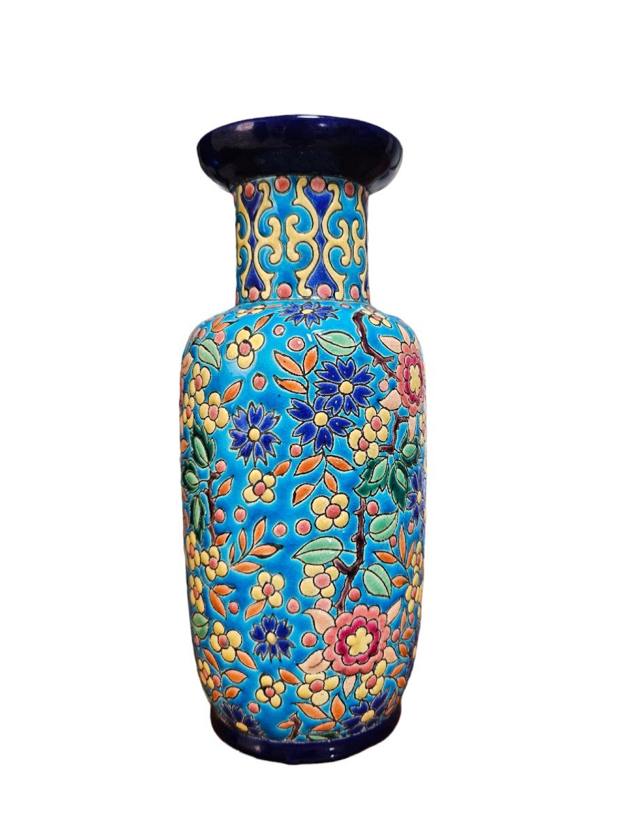 Longwy Enamel Vase, 1920