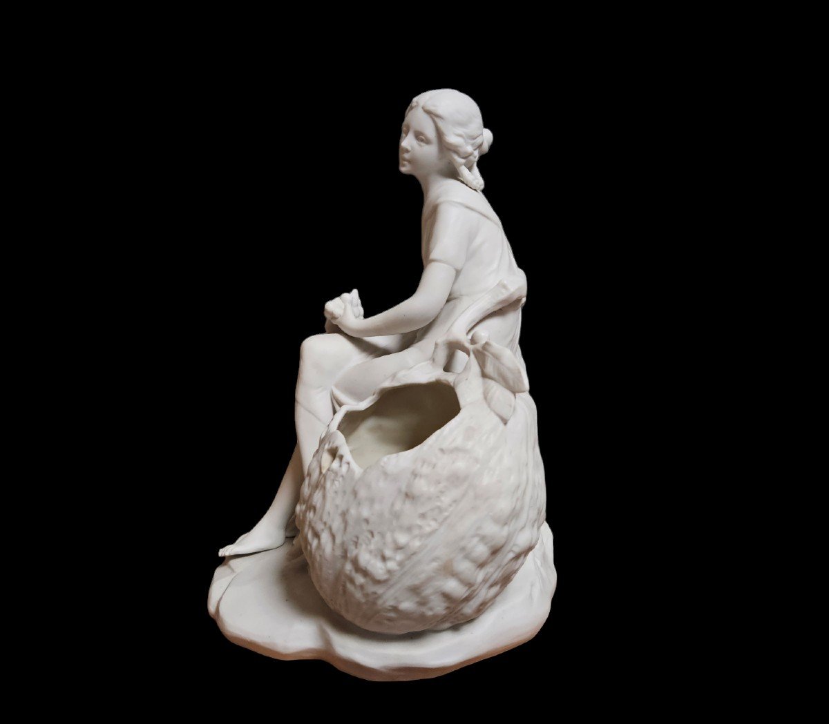 Young Girl In Biscuit Porcelain Early 20th Century-photo-6