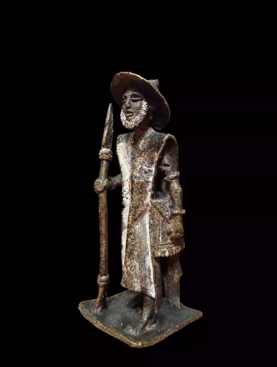 Bronze Dogon Hunter - Early 20th Century African School-photo-3