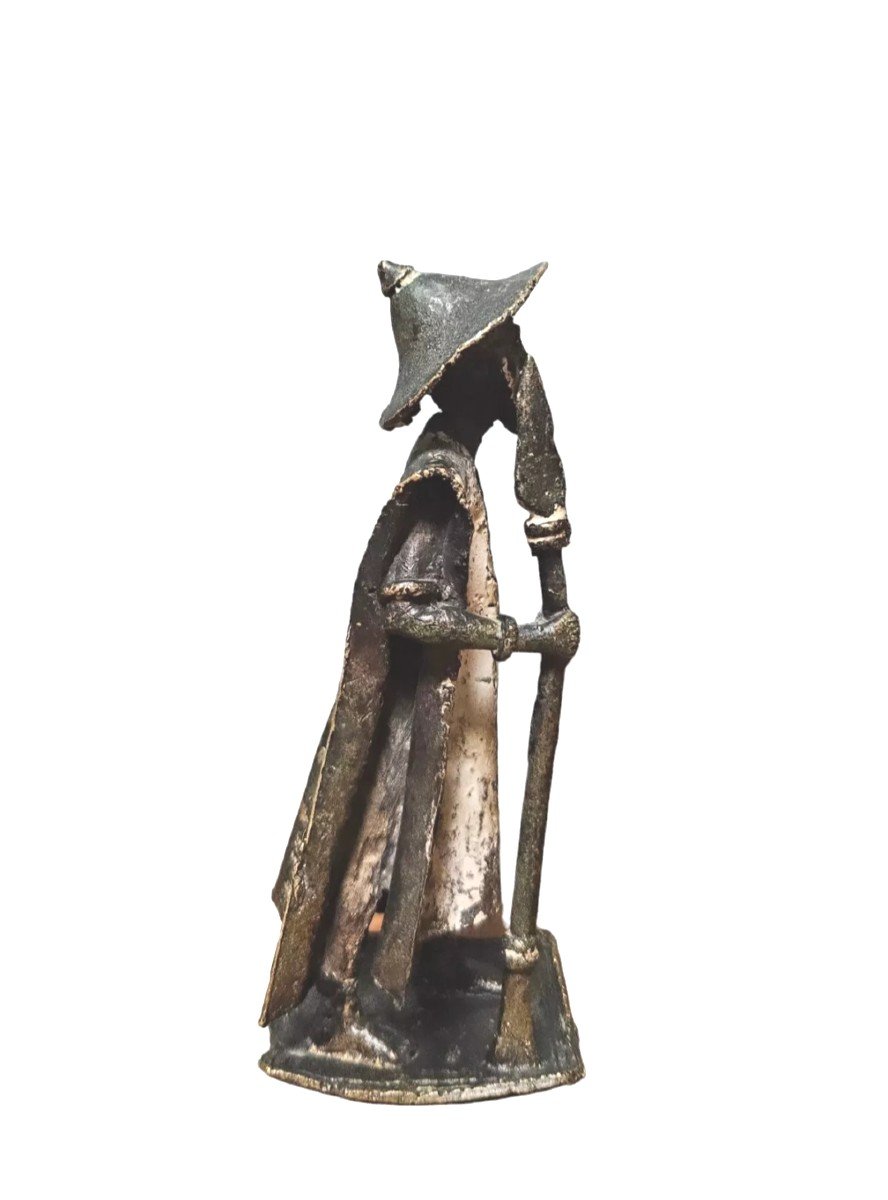 Bronze Dogon Hunter - Early 20th Century African School-photo-5