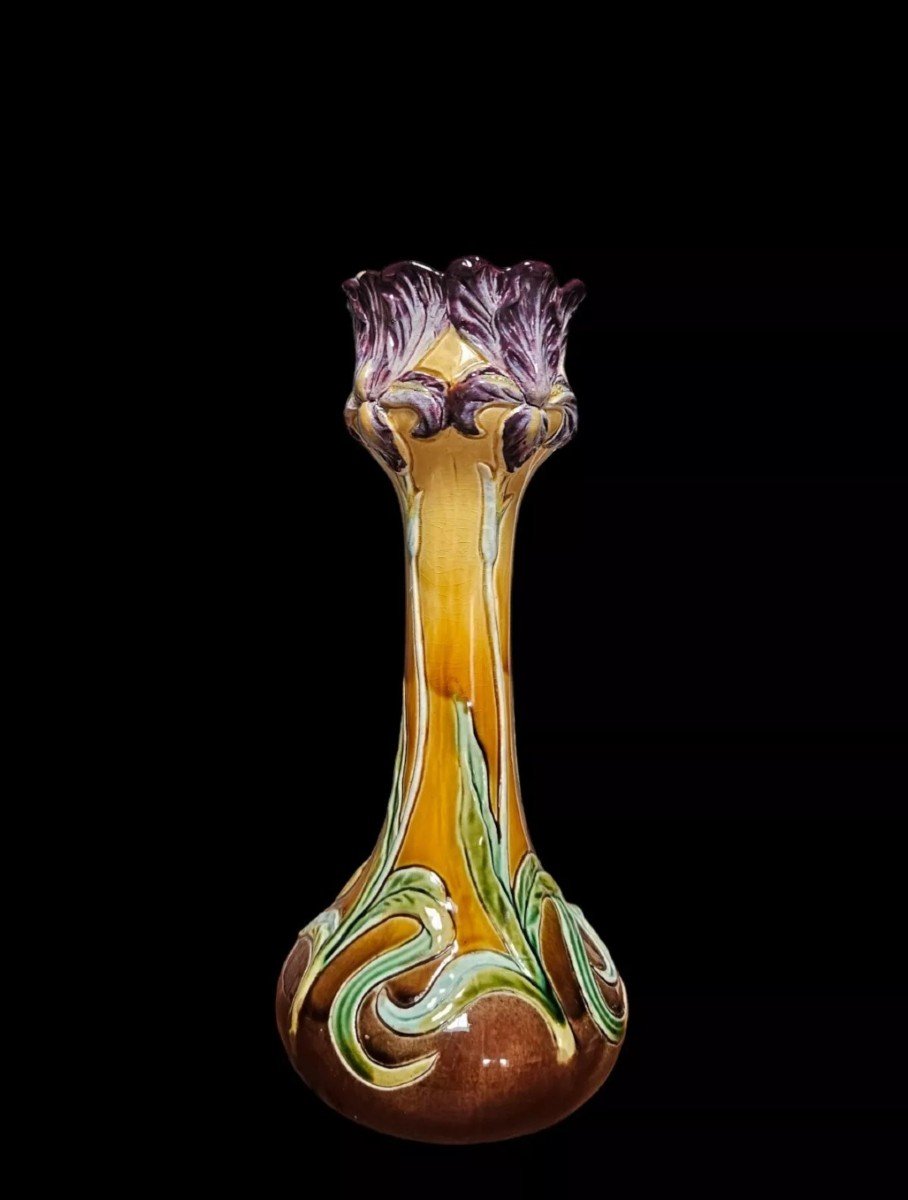 Ceramic Vase, Barbotine Circa Late 19th Early 20th Century - Art Nouveau-photo-2