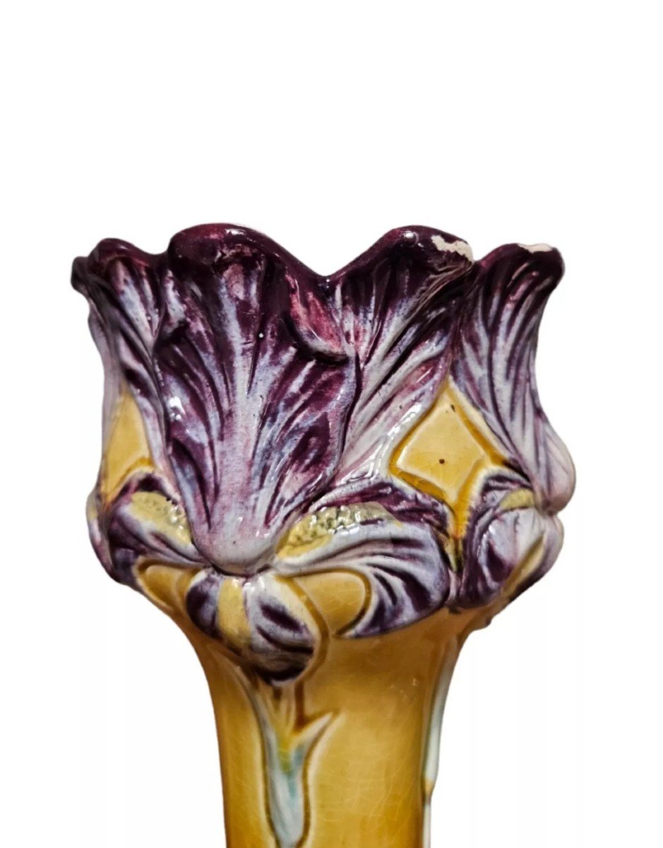 Ceramic Vase, Barbotine Circa Late 19th Early 20th Century - Art Nouveau-photo-3