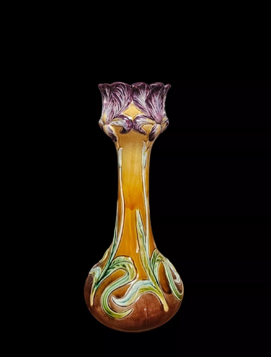 Vase En Céramique, Barbotine Circa Fin XIXème Début XXème Siècle - Art Nouveau