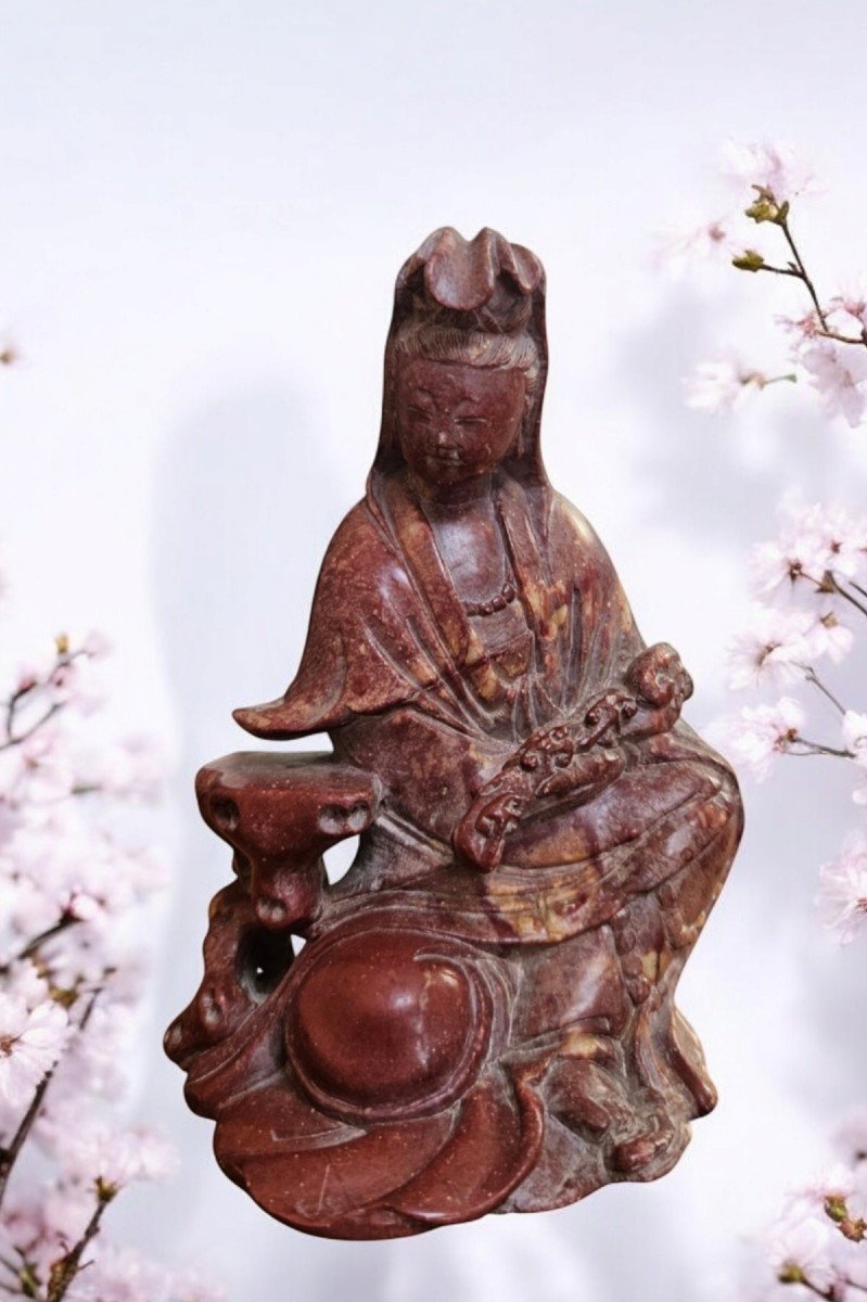 Guanyin "cintâmanichakra" En Pierre Chine, Fin De La Dynastie Qing Vers 1900