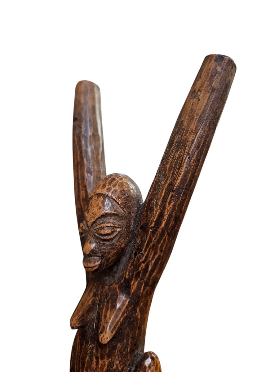 Traditional Lobi Slingshot In Carved Wood, Late 19th-early 20th Century-photo-3