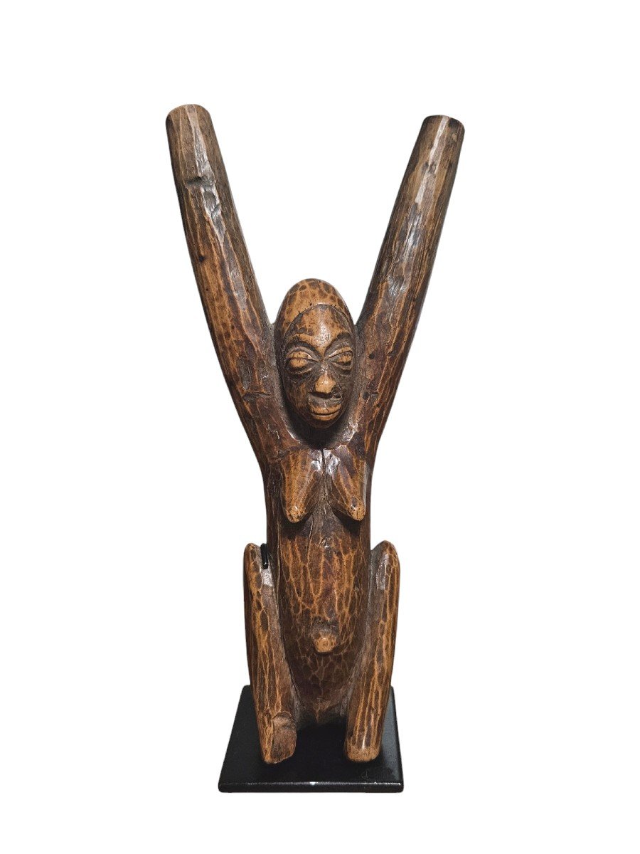 Traditional Lobi Slingshot In Carved Wood, Late 19th-early 20th Century-photo-2