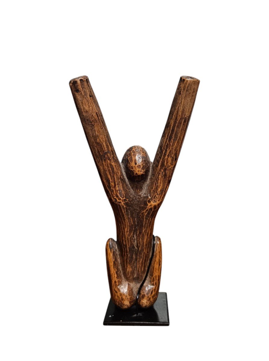 Traditional Lobi Slingshot In Carved Wood, Late 19th-early 20th Century-photo-3