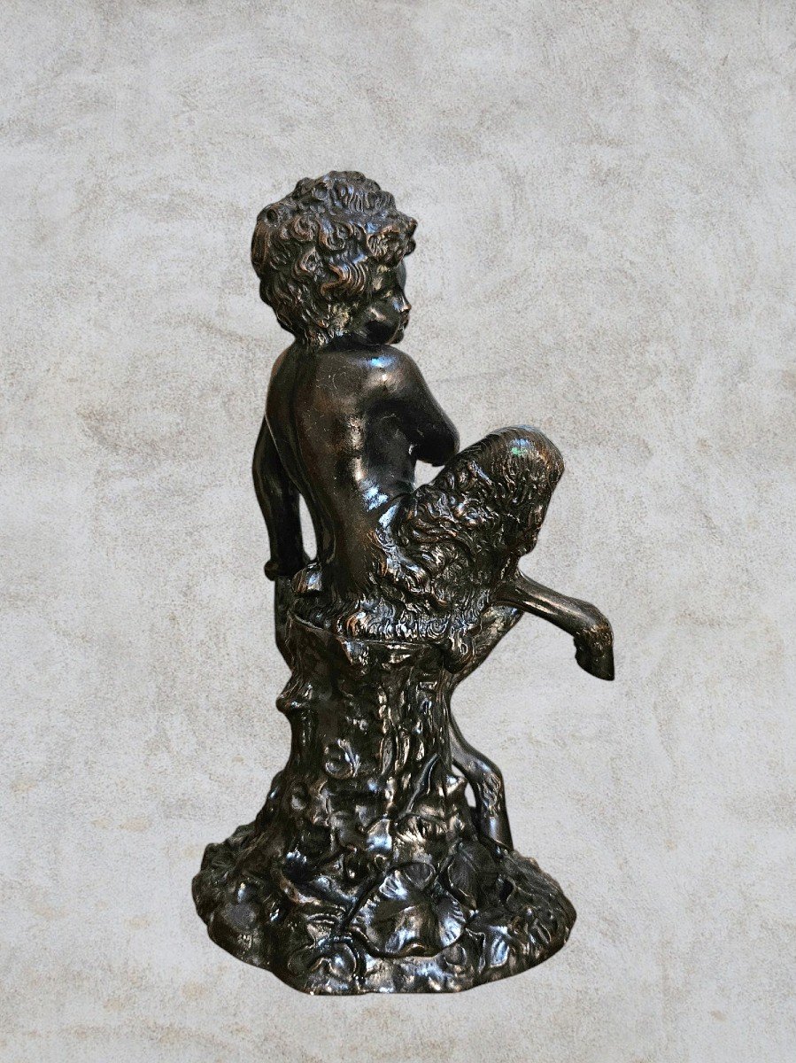 Child Faun In Bronze, After Claude Michel Dit Clodion (1738-1814)-photo-2