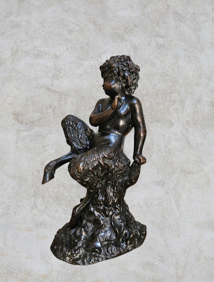 Child Faun In Bronze, After Claude Michel Dit Clodion (1738-1814)-photo-6