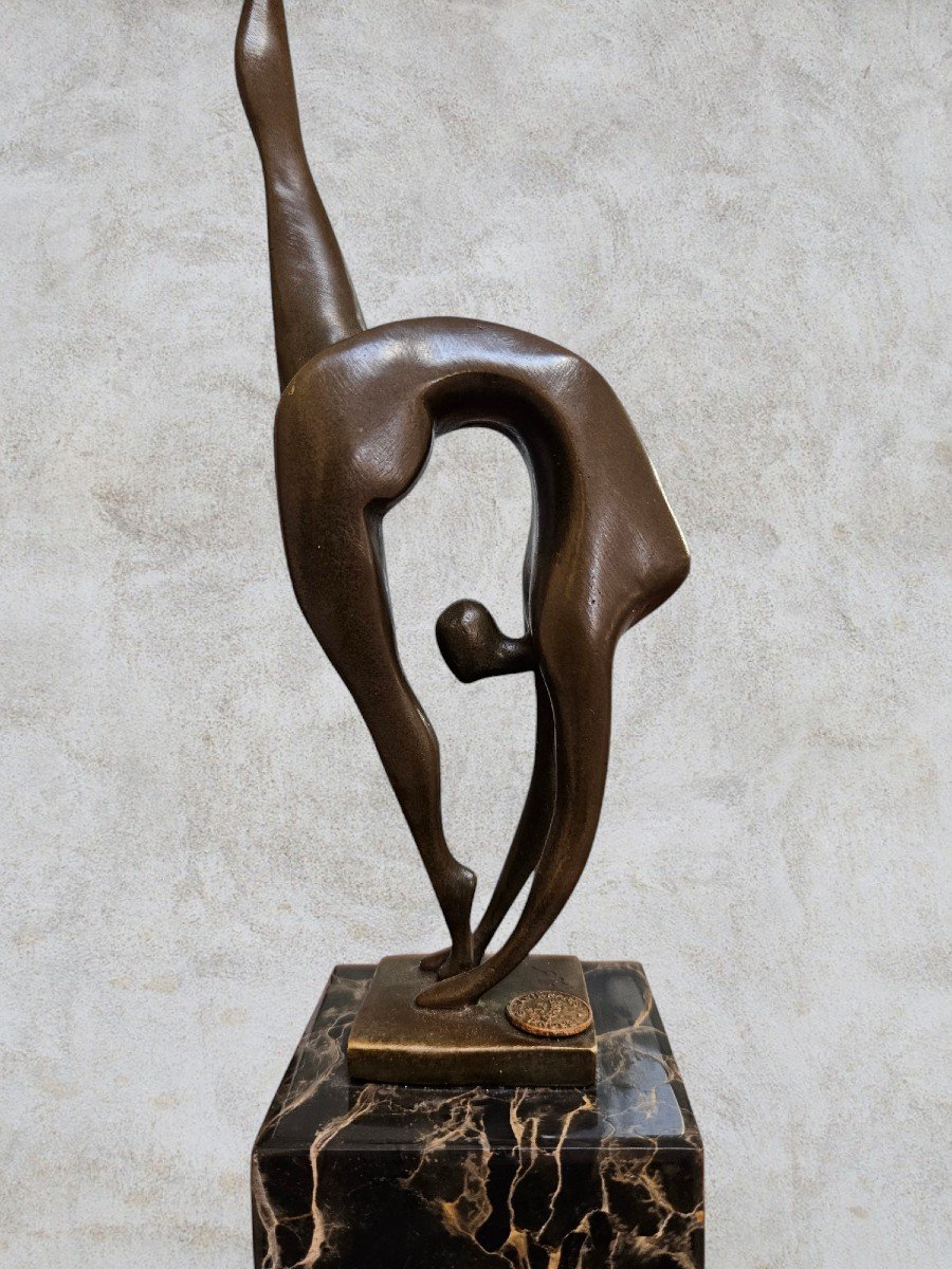 Sculpture En Bronze "la Gymnaste" Signé Milo XXème Siècle-photo-2