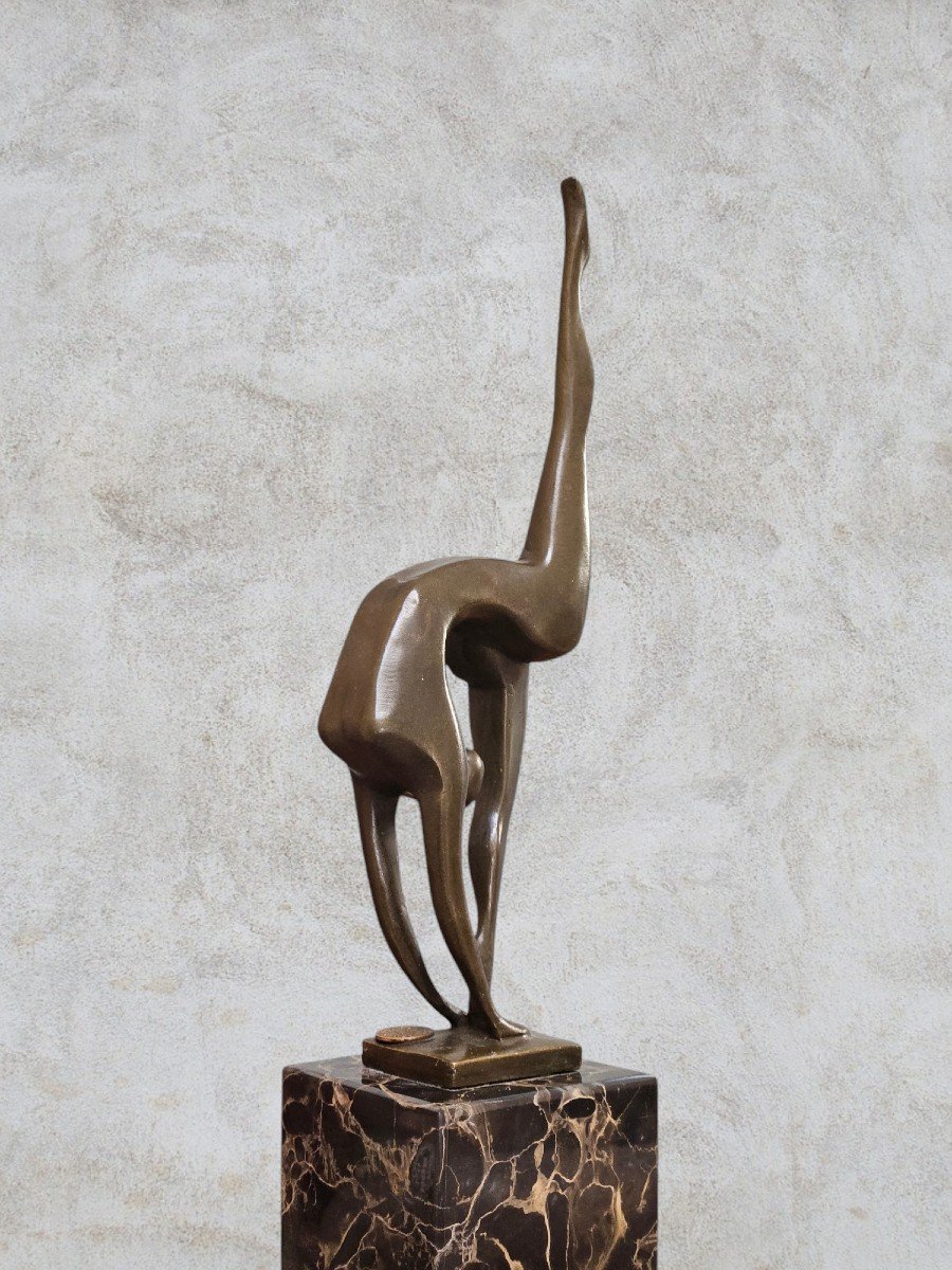 Sculpture En Bronze "la Gymnaste" Signé Milo XXème Siècle-photo-4