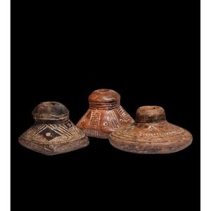 Set Of Three Taironas Spindle Spindles, Colombia, 1100 To 1500 Ad