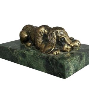 Cocker Spaniel In Bronze French School Art Deco Early 20th Century