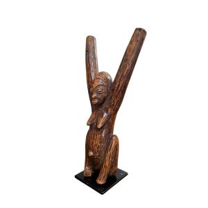 Traditional Lobi Slingshot In Carved Wood, Late 19th-early 20th Century