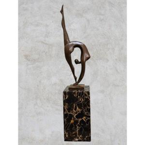 Sculpture En Bronze "la Gymnaste" Signé Milo XXème Siècle