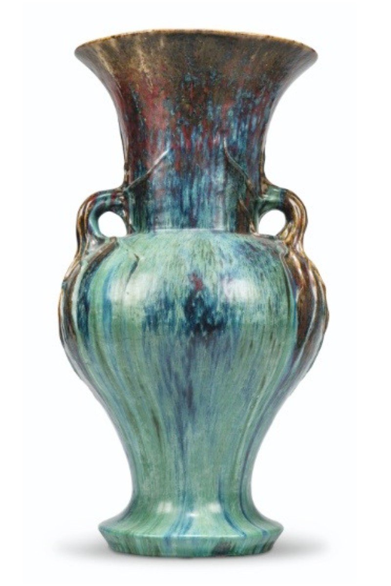 Dalpayrat, Ceramic Vase With Vegetal Handles, Art Nouveau-photo-2