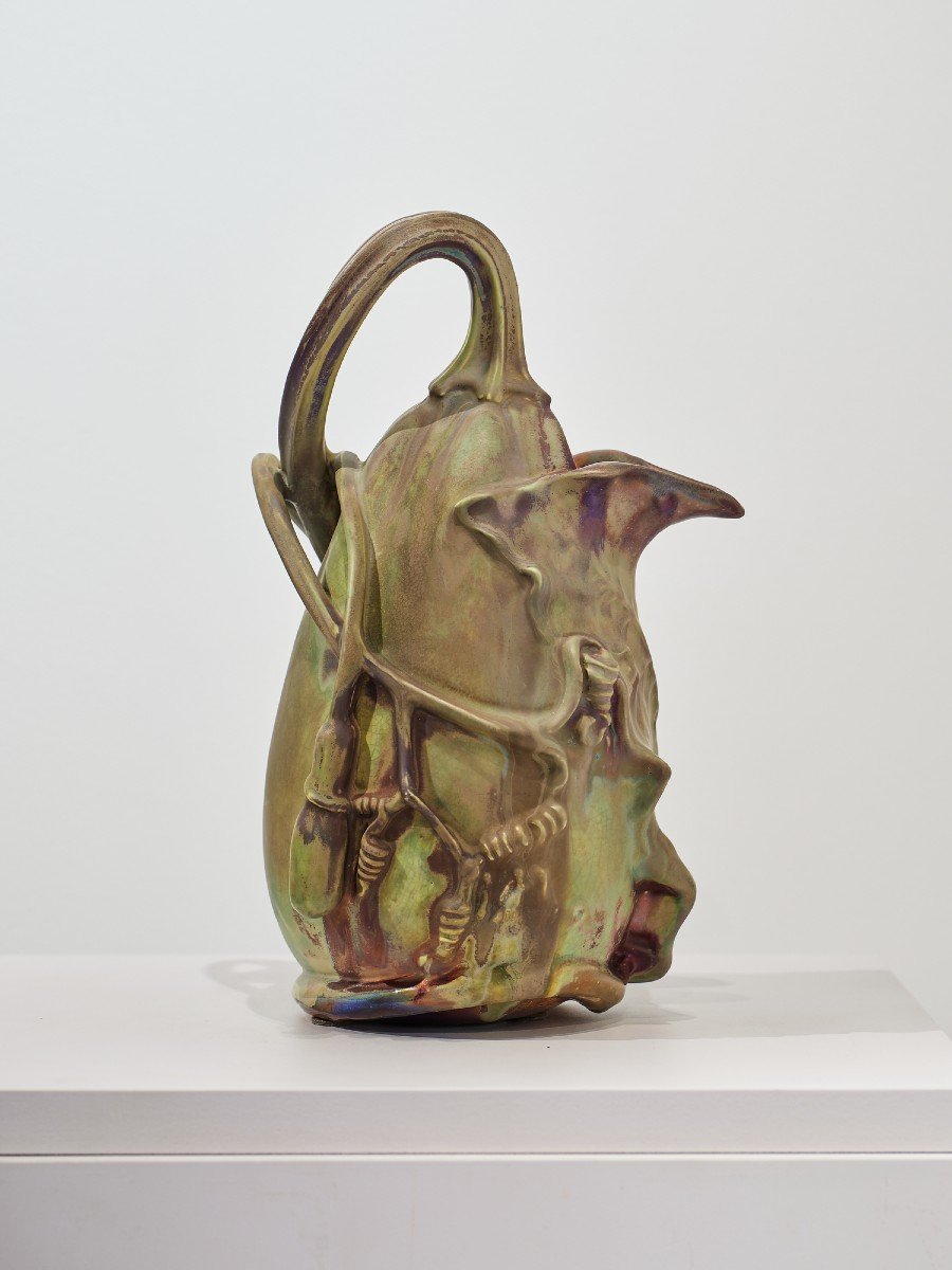 Ernest Bussière & Louis Majorelle, Vegetable Pitcher Art Nouveau Ceramic-photo-3