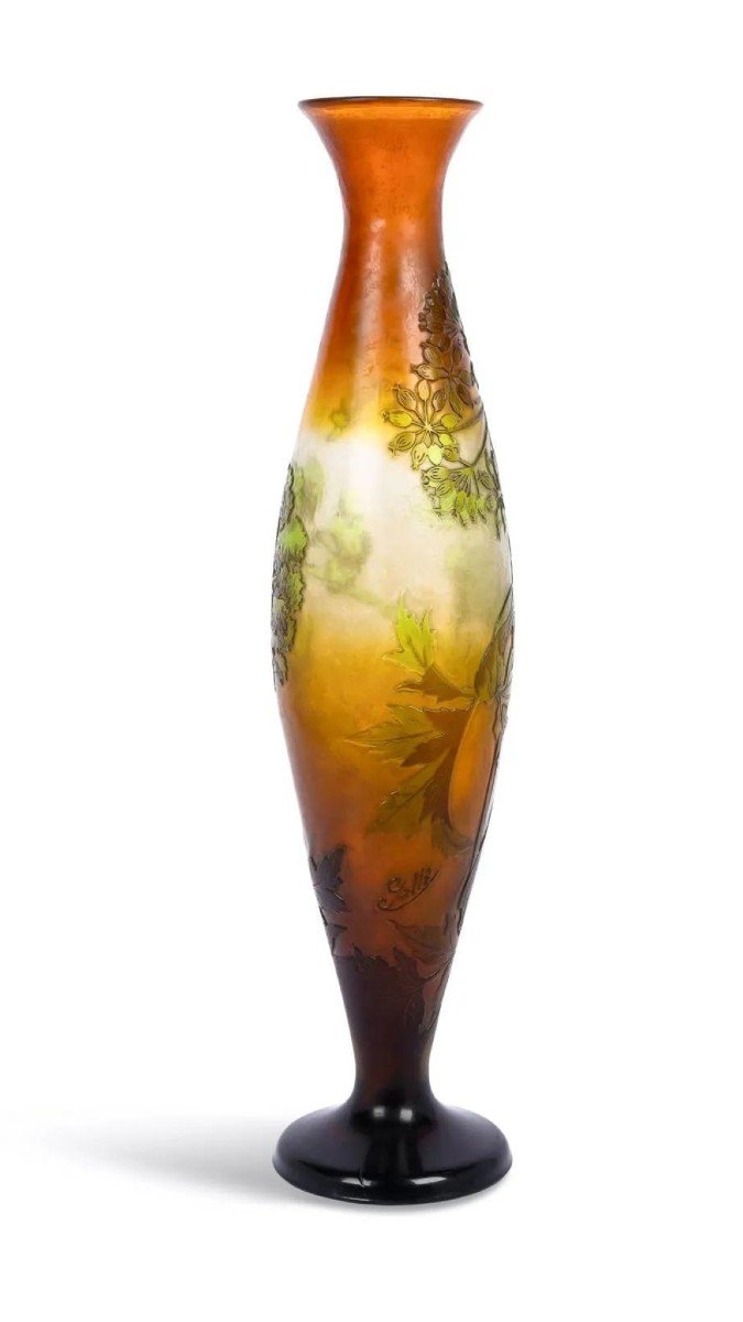 Emile Gallé, Important Vase With Umbels, Art Nouveau Glass-photo-2