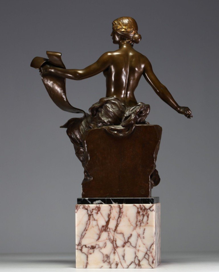 Georges Bareau, Allégorie De l'Histoire, Bronze Art Nouveau-photo-2