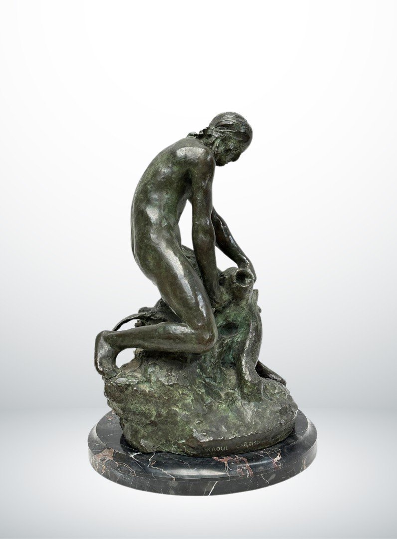 Raoul Larche, Bronze Le Pêcheur, Art Nouveau-photo-3