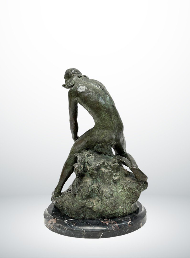 Raoul Larche, Bronze Le Pêcheur, Art Nouveau-photo-4