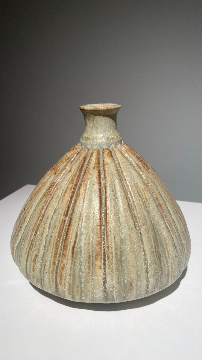 Alexandre Bigot, Vase Coloquinte - Céramique Art Nouveau, Signée