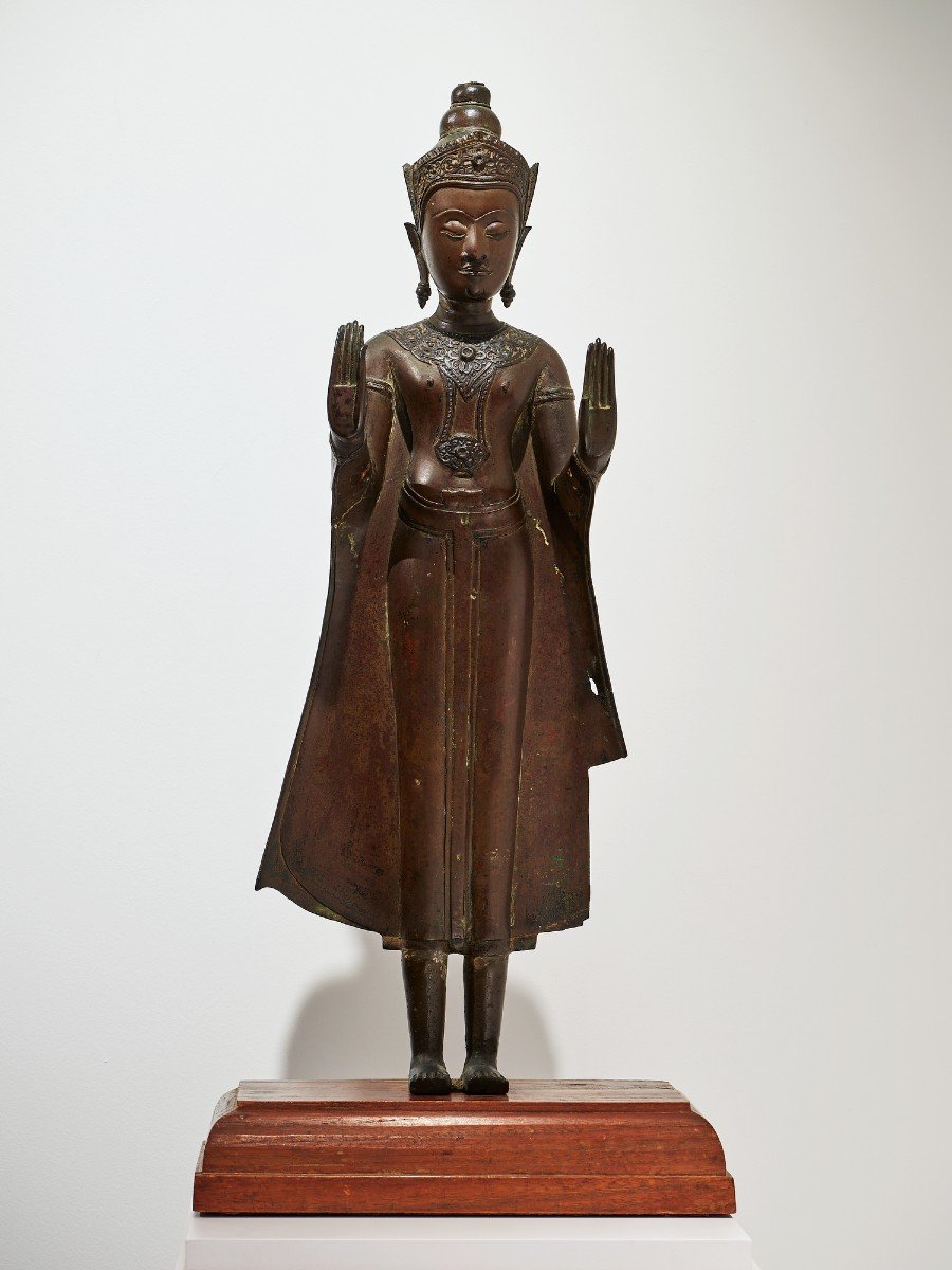 Boudha Paré, Ayutthaya In Bronze On Base.