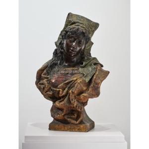 Goldscheider, Buste De Jeune Africaine - Sculpture en terre cuite orientaliste - Circa 1895