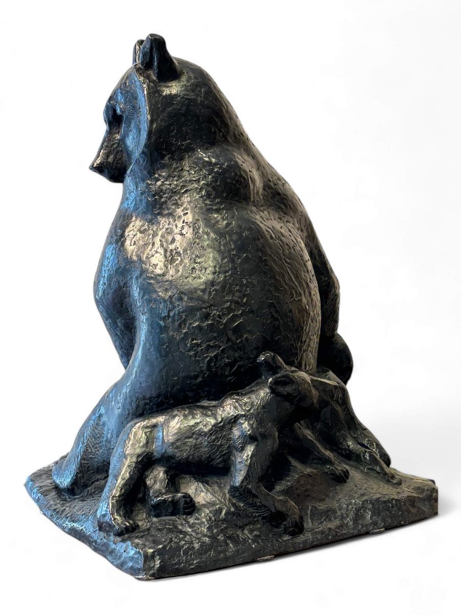 Georges-lucien Guyot (1885-1973) - "bear And Its Cubs"-photo-1