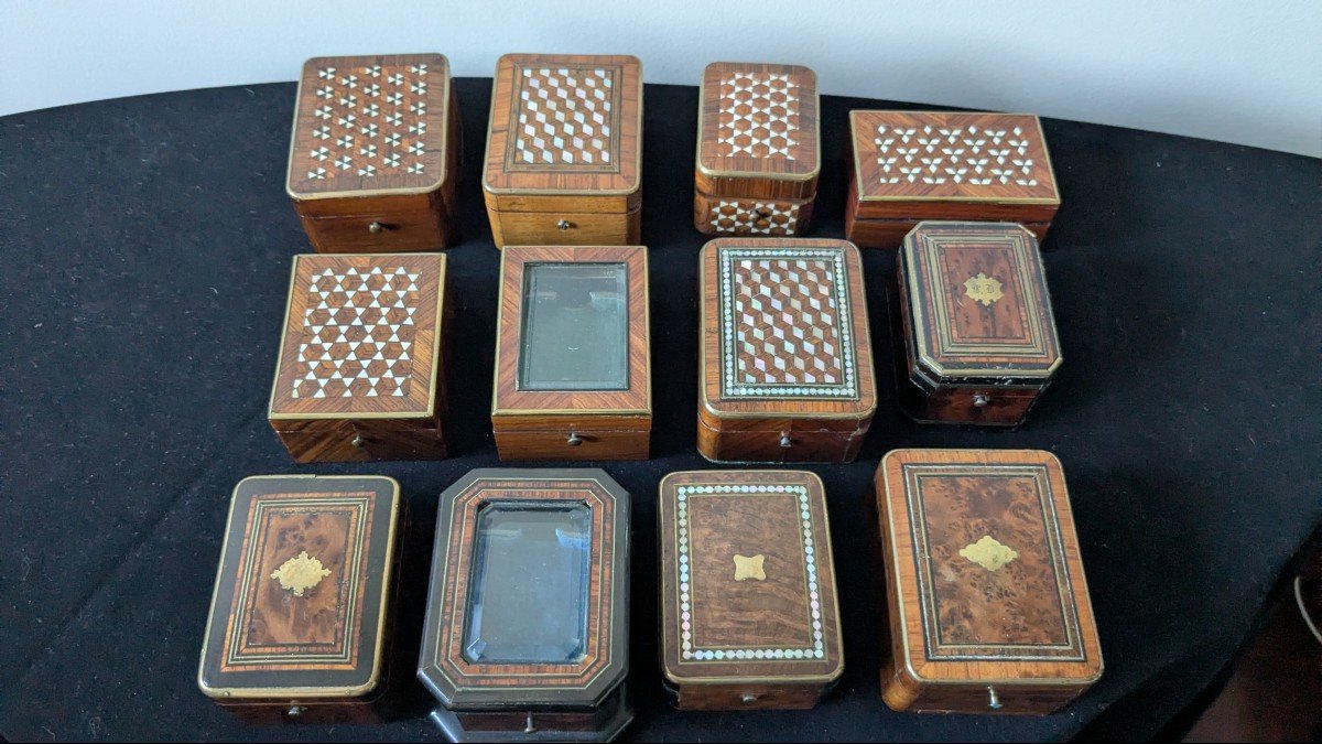 23 Boxes Napoleon III Marquetry Casket, France 19th Century-photo-3